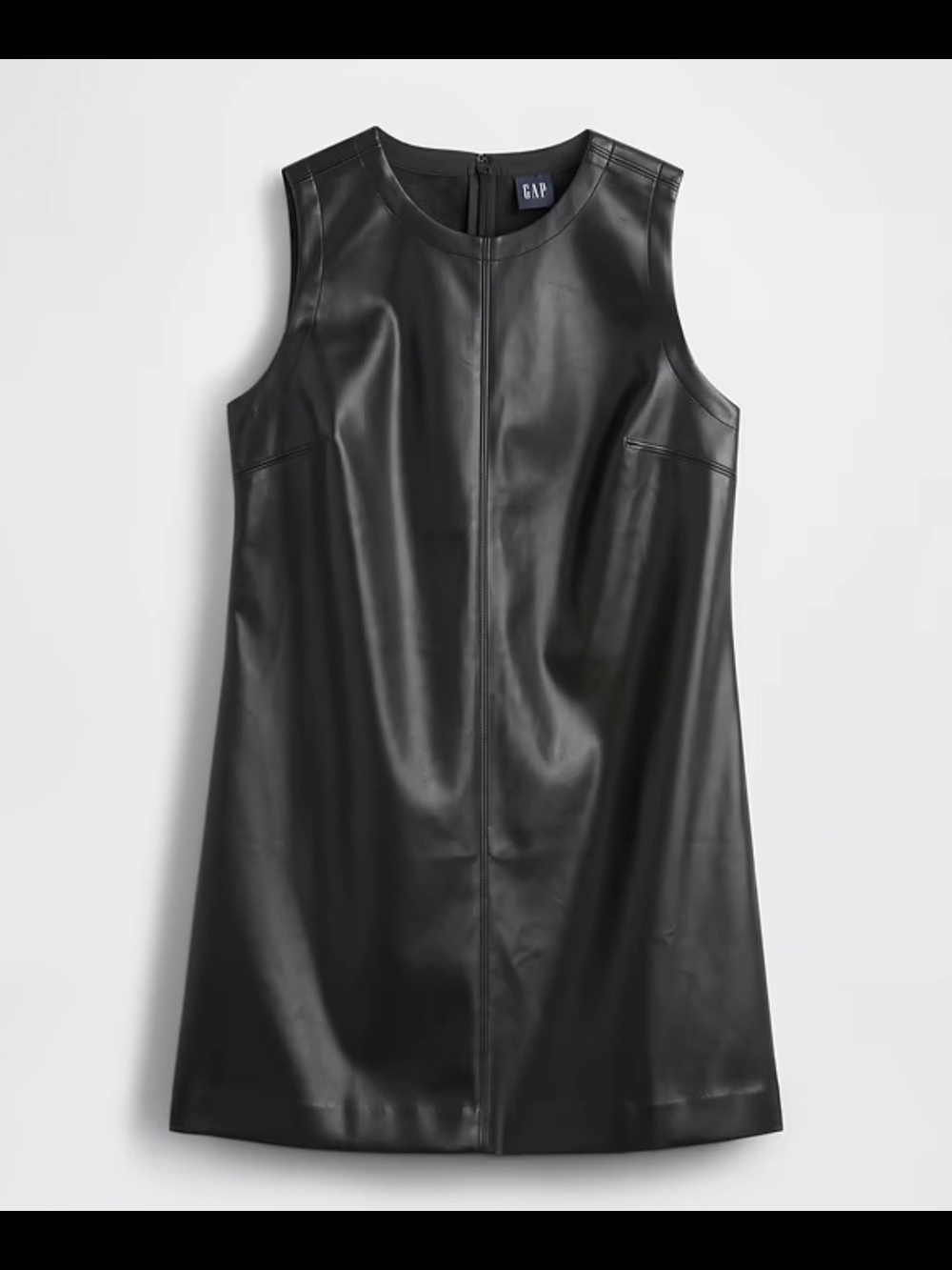 GAP Black Faux Leather Sleeveless Shift Mini Dress